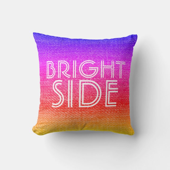 Coussin Fille Retro Arc-en-ciel brillant côté heureux (Recto)