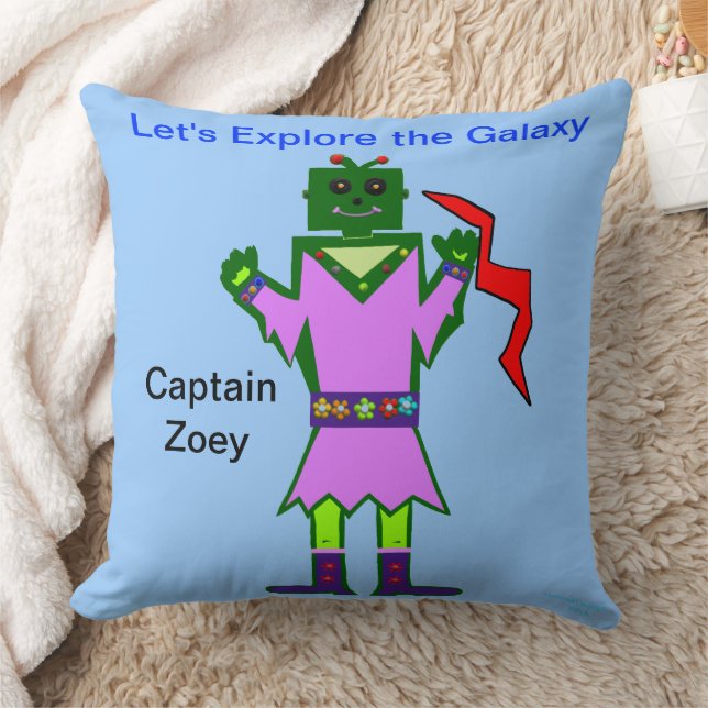 Coussin Fille Robot Capitaine Zoey Robe Rose PERSONNALISER (Couverture)