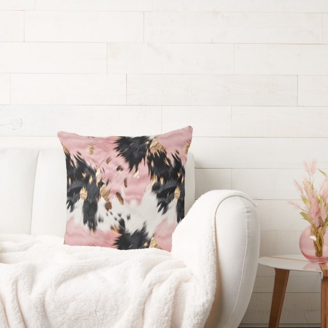 Coussin Fille Rose Black Gold Cowgirl Cowhide (Canapé)