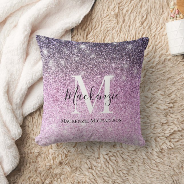 Coussin Fille rose violet Ombre Parties scintillant Nom du (Couverture)