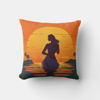 Coussin fille se tient dans la silhouette de l'eau au vect