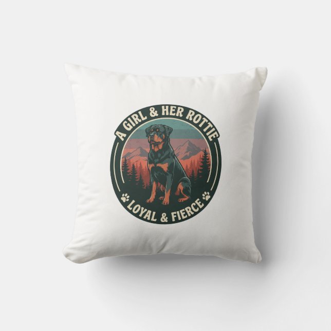 Coussin Fille Son Rottie Loyal Féroce Chien Rottweiler Mon (Recto)