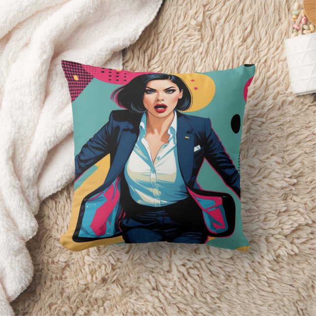 Coussin Fille stylée Cyberpunk Pop Art (Couverture)
