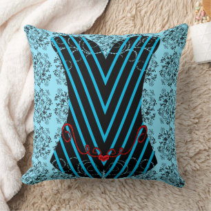 Coussin Fille Temps Corset Cyan formes géométriques Jeter