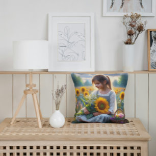 Coussin Fille Tournesol