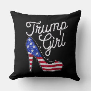 Coussin Fille Trump Talon Haut Drapeau Américain Bling Pat