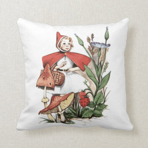 Coussin Fille vintage dans la Hood rouge