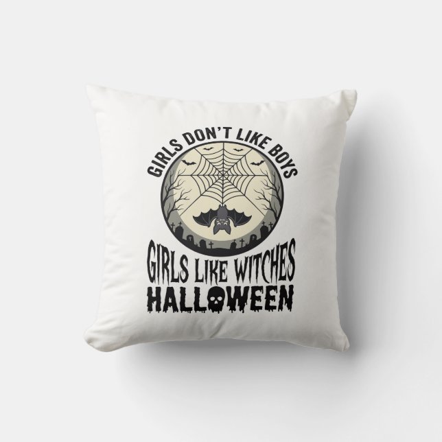 Coussin Filles comme sorcières Halloween Design Vectoriel  (Recto)