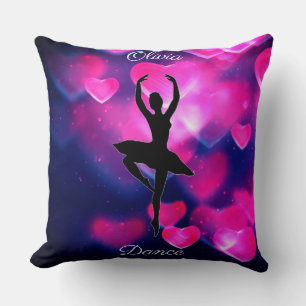 Coussin Filles dansent coeurs flottants rose et violet