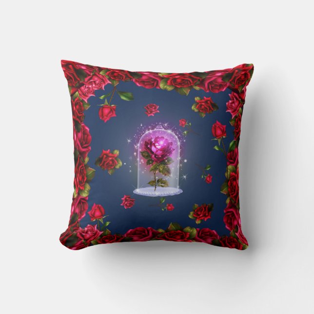 Coussin Filles de Beauté Rose Rouge Enchantée (Recto)