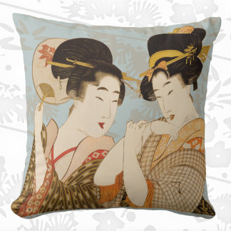Coussin Filles de geisha japonaises vintage en kimonos