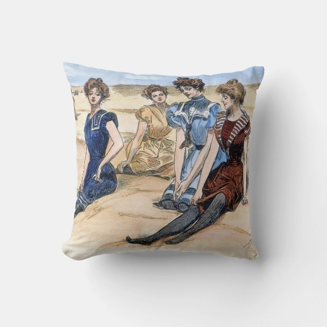 Coussin Filles de Gibson sur la plage, 1900 (Recto)