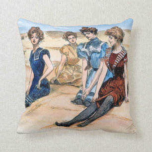 Coussin Filles de Gibson sur la plage, 1900