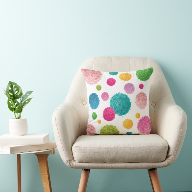 Coussin Filles de pom pom colorées Nom (Chaise)