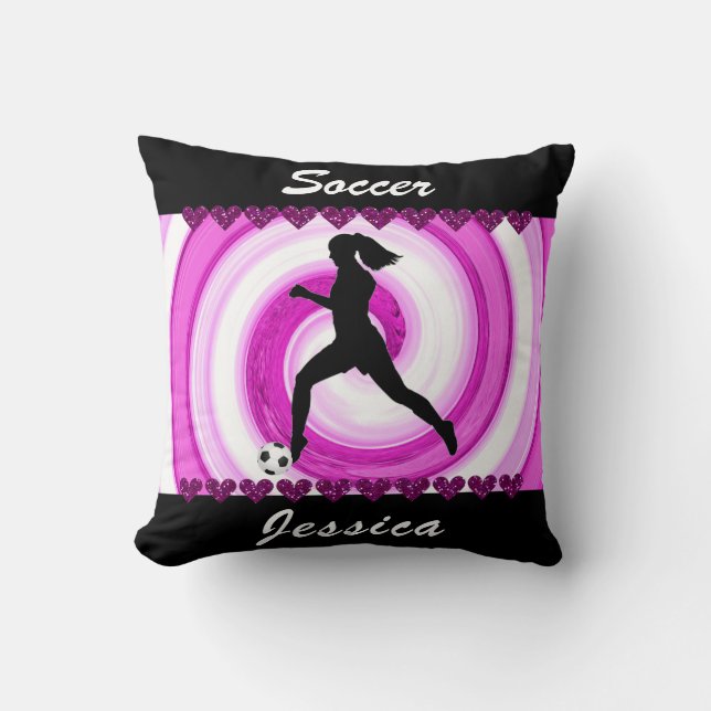 Coussin Filles de soccer tournois et Coeurs de Parties sci (Recto)