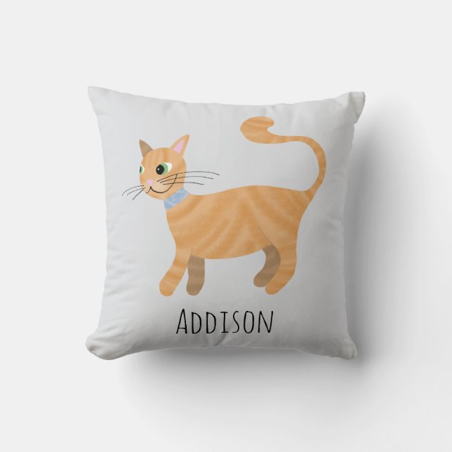 Coussin Filles Gingembre mignonne Tabby Kitty Nom du chat  (Recto)