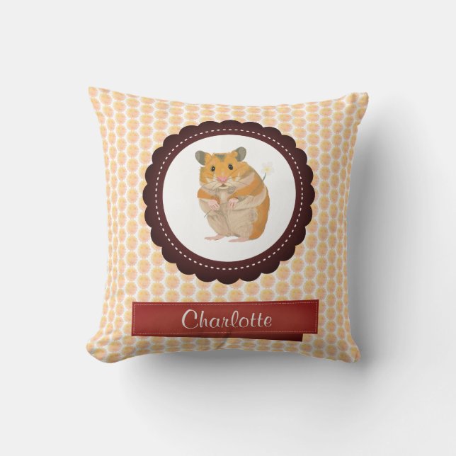 Coussin Filles hamster rouge et rose (Recto)