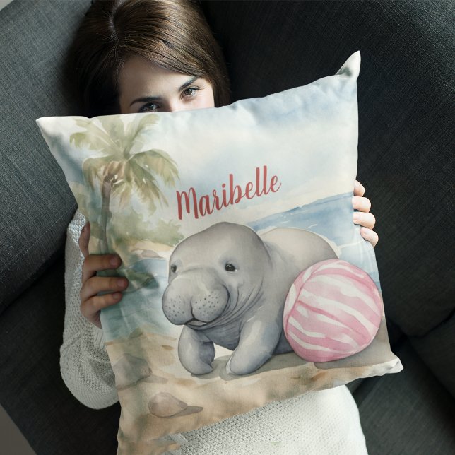 Coussin Filles manatées mignonnes personnalisées (Créateur téléchargé)