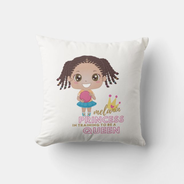 Coussin Filles MELANIN Princesse En Formation Pour Être Un (Recto)