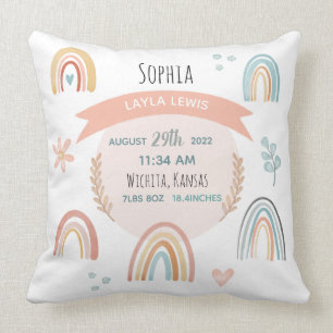 Coussin Filles mignonnes rose arc-en-ciel Statistiques de 