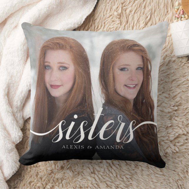 Coussin Filles personnalisées Soeurs Écriture manuscrite d (Couverture)