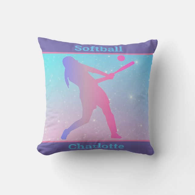 Coussin Filles Softball Pastel Jeu d'oreiller (Recto)