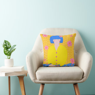 Coussin Fillette liseuse d'art folklorique Cozy Bookworm