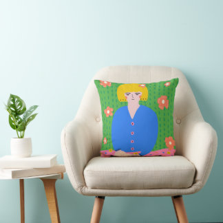 Coussin Fillette liseuse d'art folklorique Cozy Bookworm