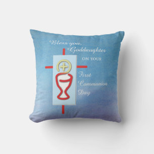 Coussin Filleule, Première Communion, Turquoise