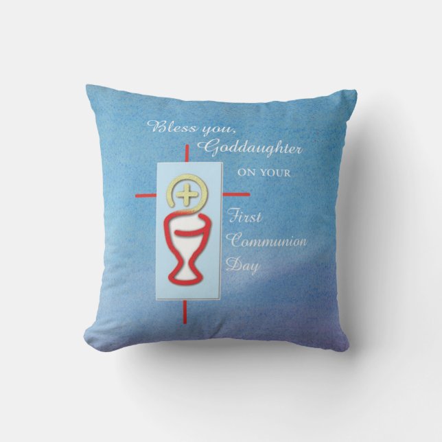 Coussin Filleule, Première Communion, Turquoise (Recto)