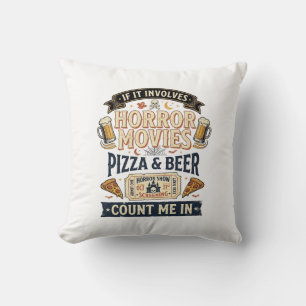 Coussin Films d'horreur Pizza Bière Drôle Halloween_1