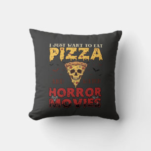 Coussin Films d'horreur Pizza Halloween Crâne Chauves-sour