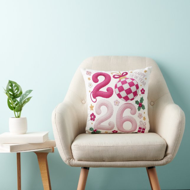 Coussin Fils à crocheter Bonne Année 2026 (Chaise)
