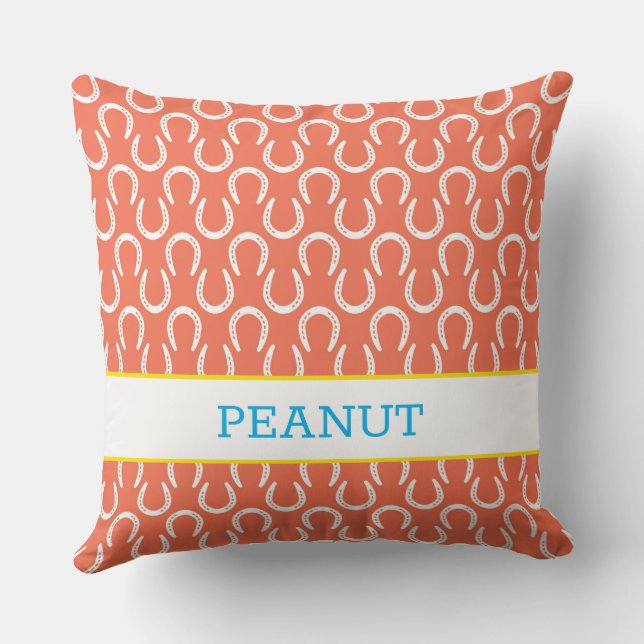 Coussin Fils de cheval Orange Nom de l'animal de compagnie (Verso)