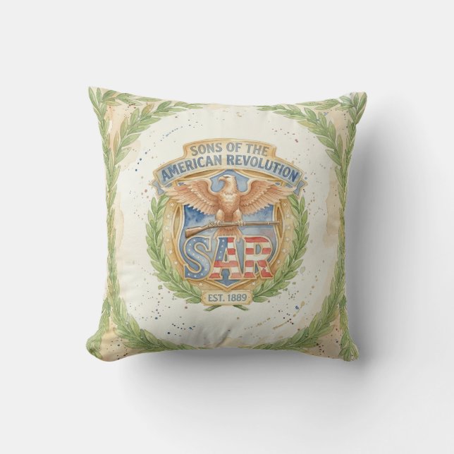 Coussin Fils de la Révolution Américaine SAR Établis 1889  (Recto)