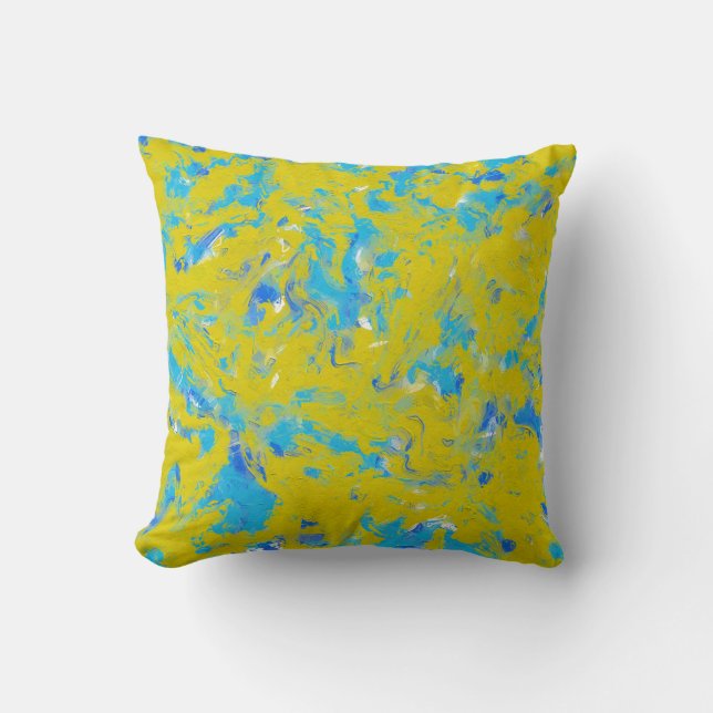 Coussin Fils jaunes, bleus et blancs (Recto)