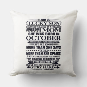 Coussin Fils Lucky Élevé Par Une Maman Fantastique Et Flam