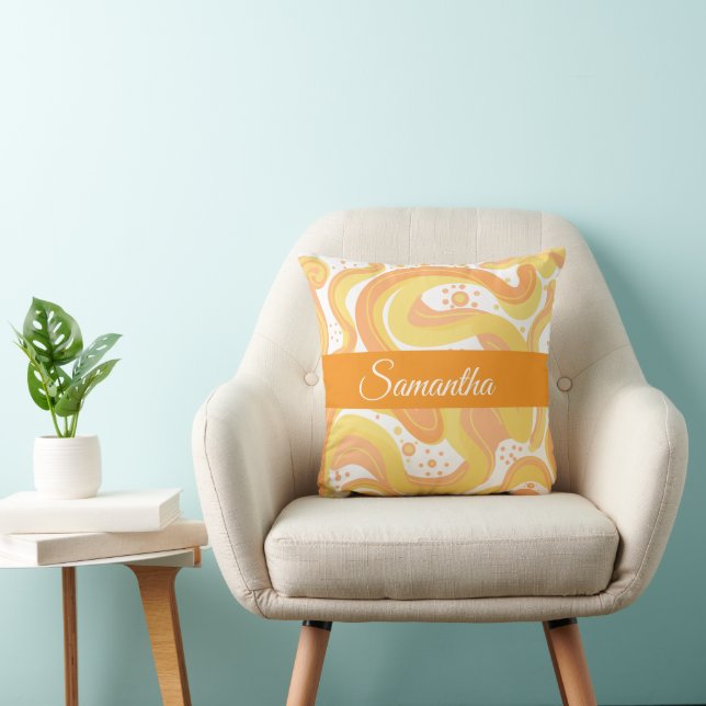 Coussin Fils Orangés Et Jaunes Avec Points (Chaise)