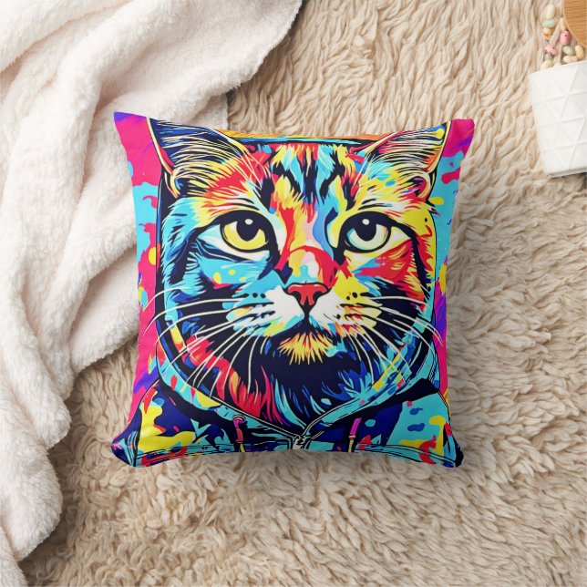 Coussin Finesse Feline : Meilleur art de peinture de chat  (Couverture)