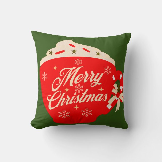 Coussin Finition Joyeux Noël Flocons de Neige  (Recto)