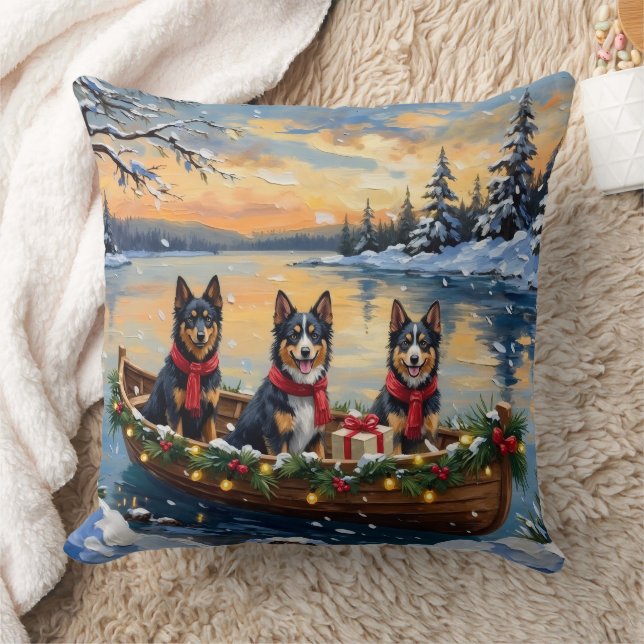 Coussin Finnish Lapphund Christmas Boat Holiday (Couverture)