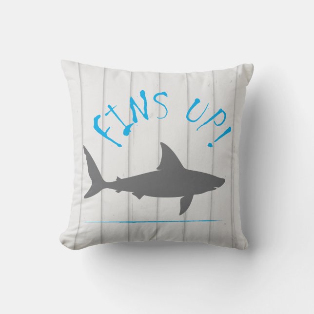 Coussin Fins Up Great White Shark Fun Stried (Recto)