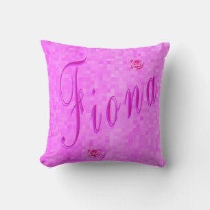 Coussin Fiona Nom Logo Sur La Mosaïque Rose,