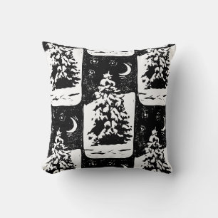 Coussin Fir Tree in Snowy Paysage Lino Imprimer
