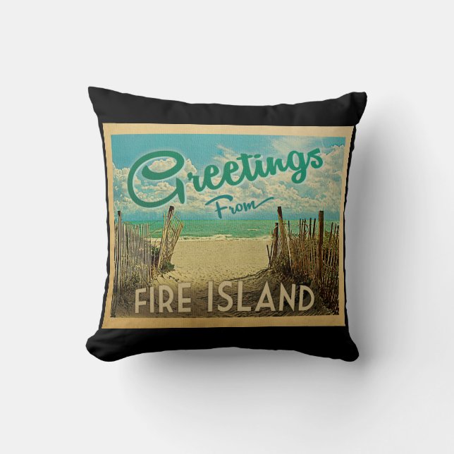 Coussin Fire Island Jetez Plage de l'oreiller Vintage (Recto)
