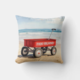 Coussin Fire Island Red wagon plage de sable LI New York