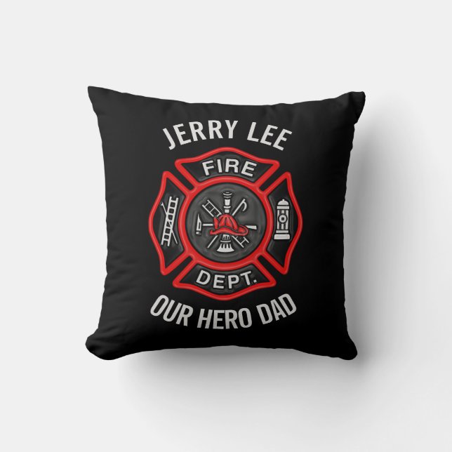 Coussin Firefighter Nom de texte personnalisé Personnalisé (Recto)
