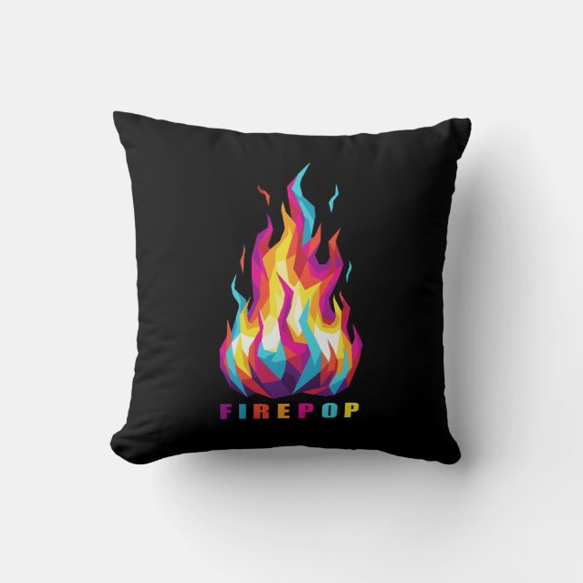 Coussin FIREPOP Colorful Polygonal Fire (Recto)
