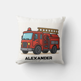 Coussin Firetruck personalised name kids throw pillow
