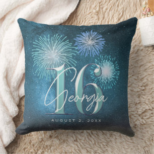 Coussin Fireworks Sweet 16 Teal ID984